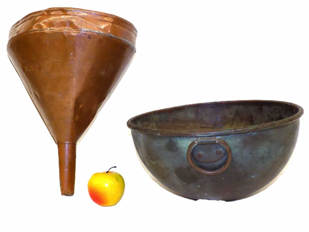 19TH CENTURY COPPER FUNNEL AND BOWL (1 of 2)