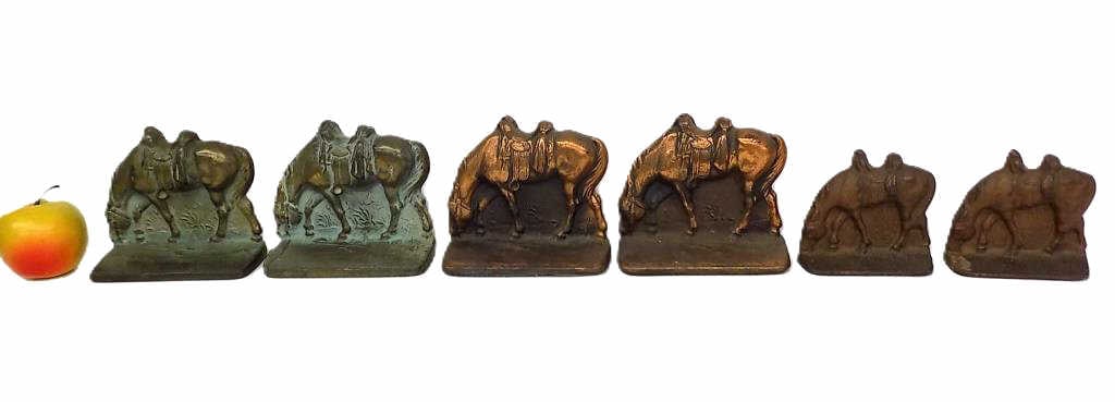 VINTAGE BRASS COPPER IRON HORSE BOOKENDS LOT (1 of 4)