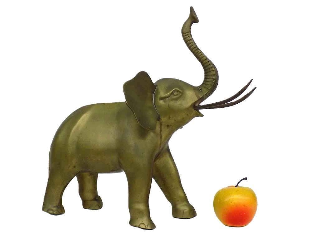 BIG MIDCENTURY ROARING ELEPHANT BRASS SCULPTURE (1 of 3)