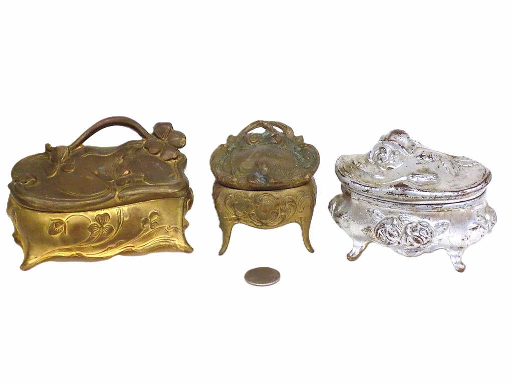 ART NOUVEAU GOLD TONE JEWELRY BOXES JENNING BROS (1 of 4)