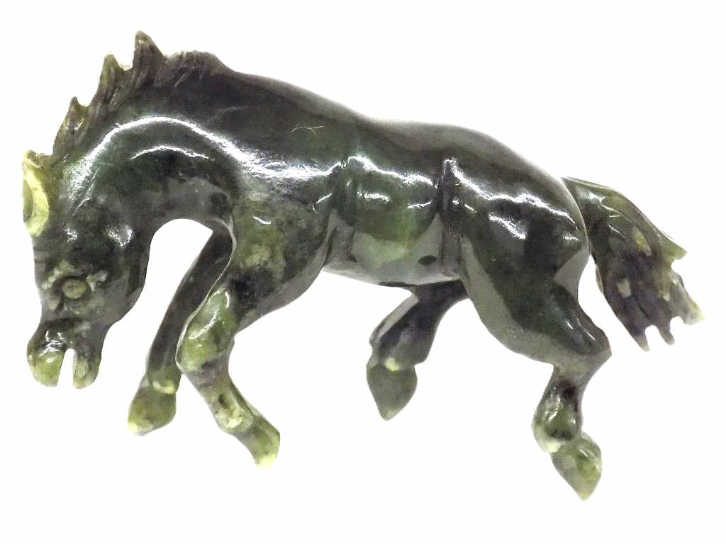 CHINESE SPINACH JADE HORSE CARVING (1 of 2)