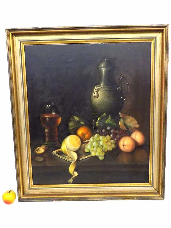 ALOIS HENNERSDORF FRUIT & WINE STILL LIFE PAINTING (1 of 3)