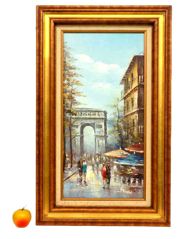 ENSER - BIG PARISIAN CITY SCENE PAINTING 19" x 31" (1 of 3)