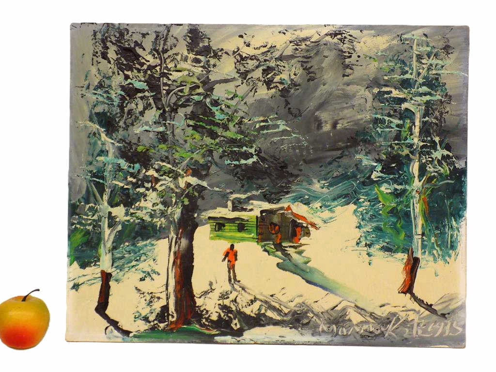 MORRIS KATZ - MODERNIST WINTER CABIN PAINTING (1 of 3)