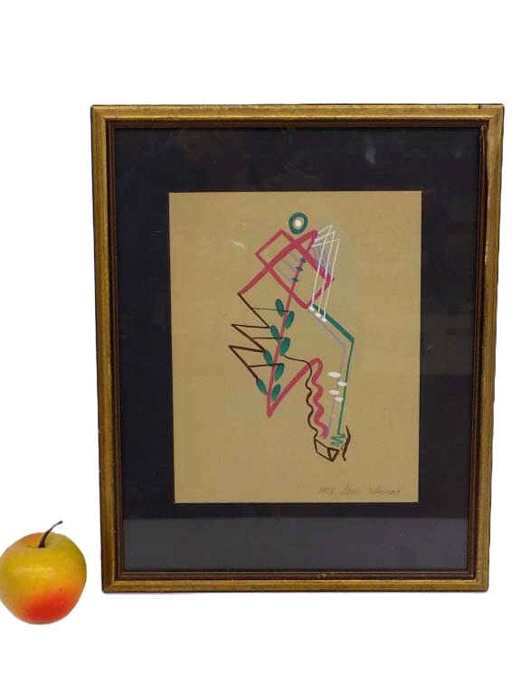MIDCENTURY ABSTRACT GOUACHE SIGNED SONIA DELAUNAY (1 of 4)