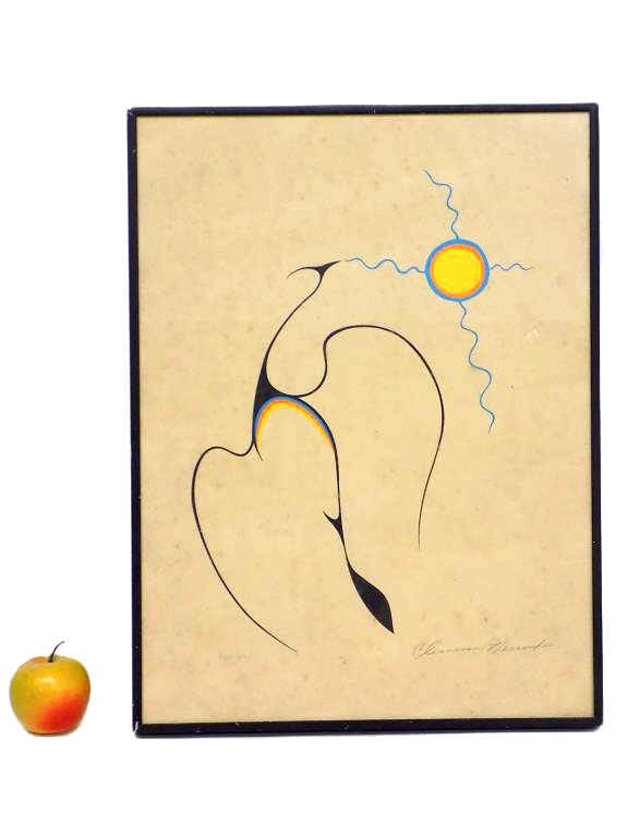 CLEMENCE WESCOUPE - ABSTRACT SUN BIRD SERIGRAPH (1 of 3)