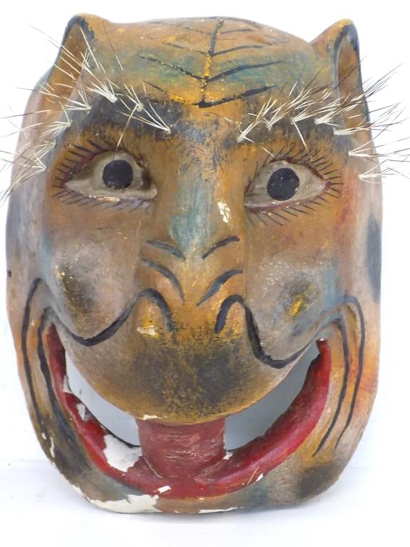 ANTIQUE MEXICAN FOLK ART TIGER MASK (1 of 4)