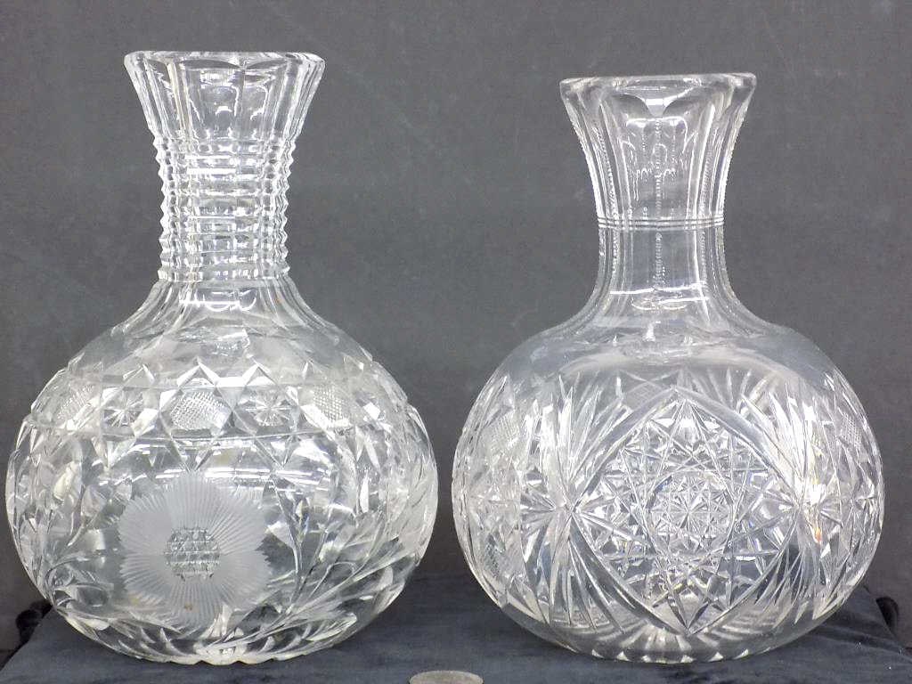 FLORAL & STAR PATTERN BRILLIANT CUT GLASS VASES (1 of 7)