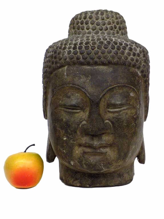 ANCIENT CHINESE TIBETAN STONE BUDDHA HEAD 12" TALL (1 of 7)