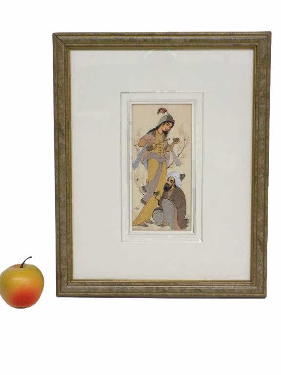 PERSIAN ROYAL COUPLE BONE PAINTING (1 of 5)