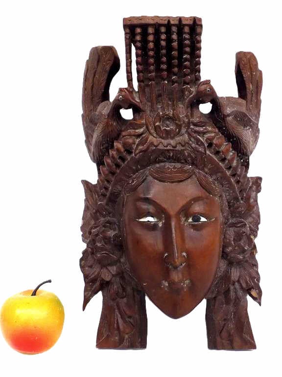 CHINESE IMPERIAL LIFE SIZE CARVED WOOD MASK (1 of 4)