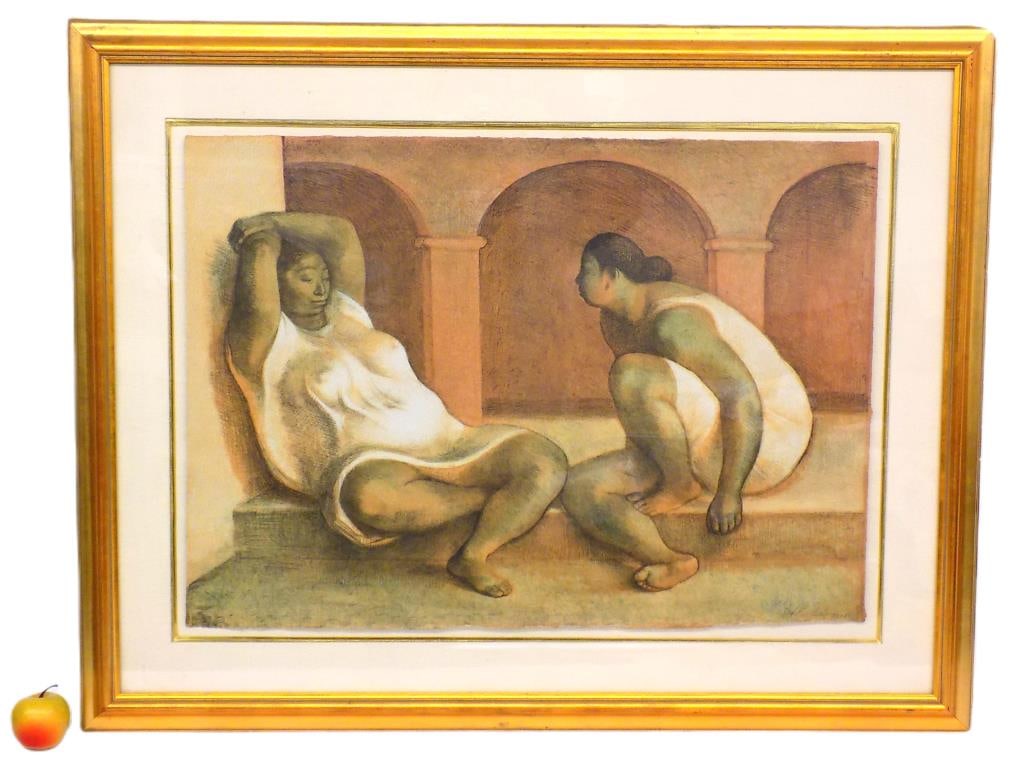 FRANCISCO ZUNIGA - LATINO LADIES SIGNED LITHOGRAPH: Francisco Zuniga - Mexican 1912-1998 - Monumental Color Lithograph Depicting Latino Ladies in Revealing Gowns. Heavy Woven Paper. Artist Hand Marked HC, Artist Hand Numbered IV/V, Signed, Dated 1979. 