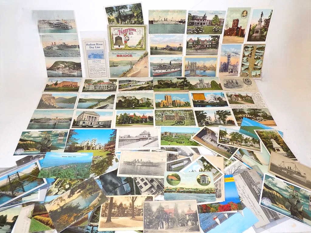 HUDSON RIVER TARRYTOWN ETC RELATED POST CARDS LOT: Antique Lot of Hudson River Related Post Cards Including Tarrytown New York Historical Sites Including Washington Irvings Home, Washington Headquarters, Steamboats and Ships and Others. Also Includes