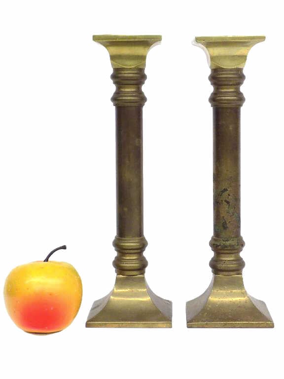 19TH CENTURY PAIR REGENCY BRASS CANDLESTICKS (1 of 2)