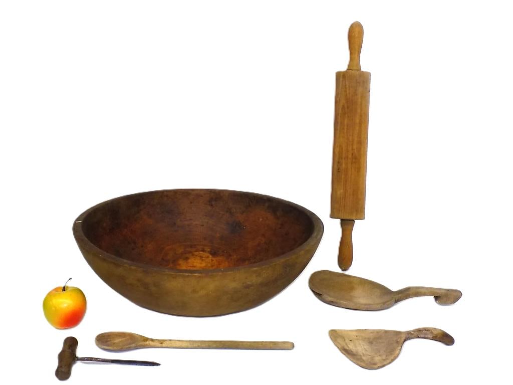HUDSON VALLEY PRIMITIVE BOWL SCOOPS ROLLING PIN (1 of 5)