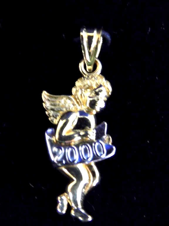 MICHAEL ANTHONY 14K GUARDIAN ANGEL PENDANT: Michael Anthony Jewelers 14k Yellow and White Gold New Millenium Guardian Angel Pendant In Signature Box.