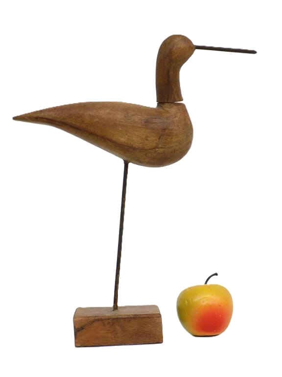 PRIMITIVE FOLK ART SHORE BIRD WOOD CARVING (1 of 4)