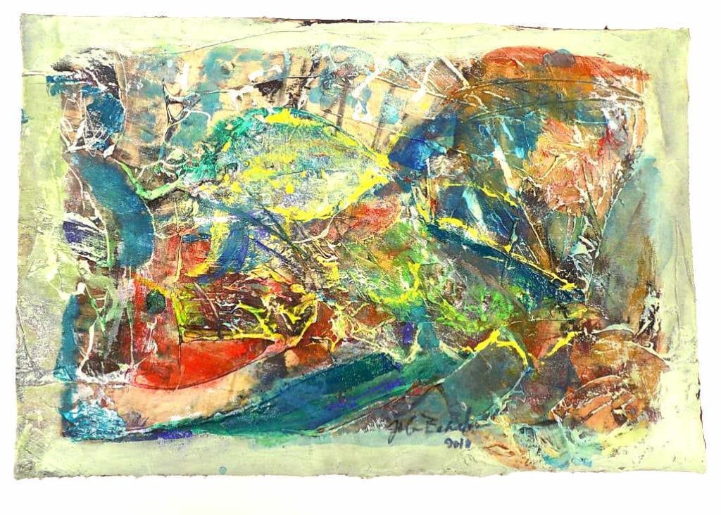 JOHN BEARDMAN - ABSTRACT EXPRESSIONIST PAINTING: John Beardman - American New York 20th Century 1937-2025 Modern Abstract Expressionist Acrlic Painting on Canvas.. Dated & Signed. 14" x 21". John Beardman was born in Youngstown Ohio December 5,
