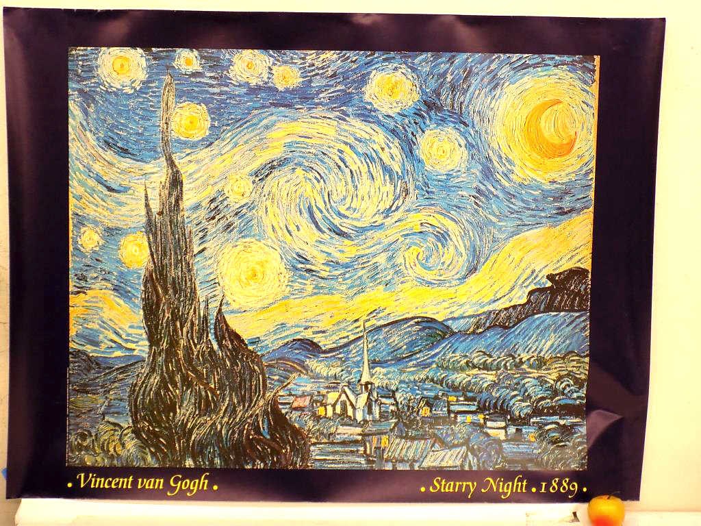 VAN GOGH - STARRY NIGHT MUSEUM MODERN ART POSTER: Vincent Van Gogh Belgium / France 1853-1890 - Big Abstract Modern Art Color Poster of The Masterpiece Painting Starry Night. Quality Printing by Arti Grafiche Ricordi Milano Itay on Thick Glossy Cards