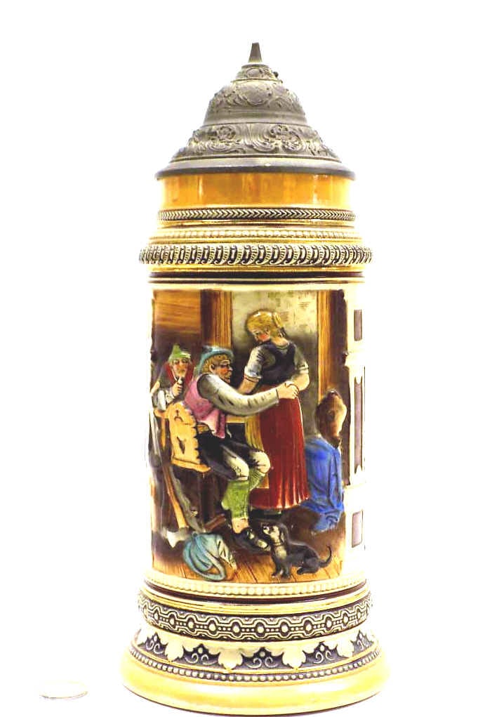BIG GERMAN LODGE SCENE BEER STEIN TANKARD (1 of 7)