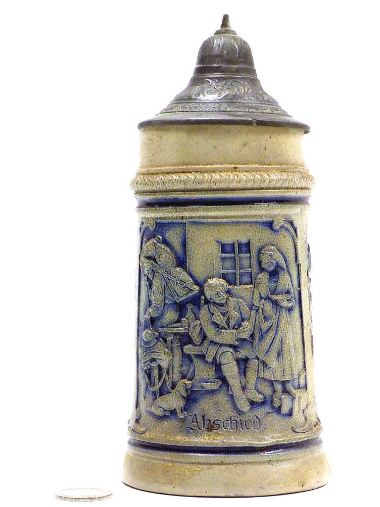 GERMAN STONEWARE FAREWELL BEER STEIN (1 of 4)