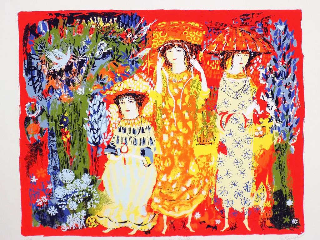 GERTRUDE BARRER - SUMMER GARDEN SIGNED SERIGRAPH (1 of 5)