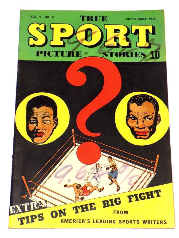 GOLDEN AGE TRUE SPORT JOE LEWIS BOXING COMIC BOOK: Rare Golden Age True Sport Picture Stories No. 8 1948 Comic Book. Action Cover Boxing Match Between Joe Lewis Vs. Jersey Joe Walcott. Other Stories Include Baseball Stories Curt Simmons, Harry Walker 