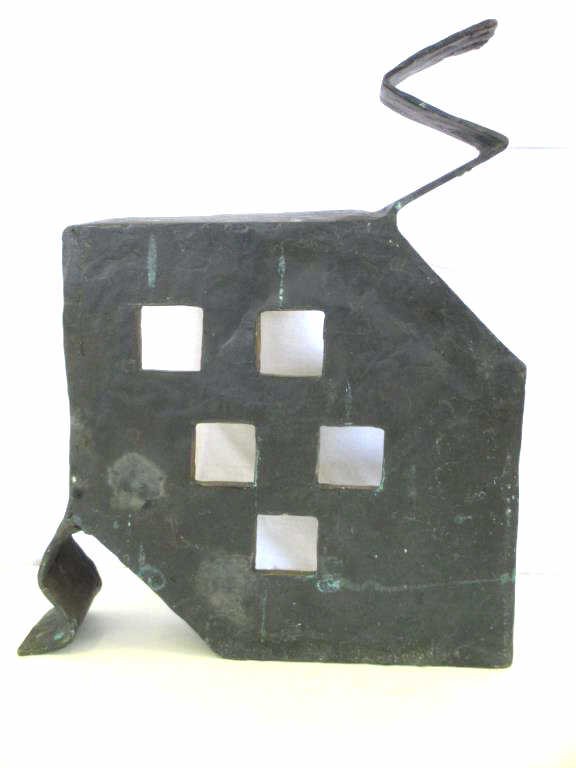 LARGE MODERNIST ABSTRACT BRONZE SCULPTURE: Midcentury Modernist abstract form bronze sculpture in the manner of Alexander Archipenko . H 15.50" x L 13". Vertigo patina.