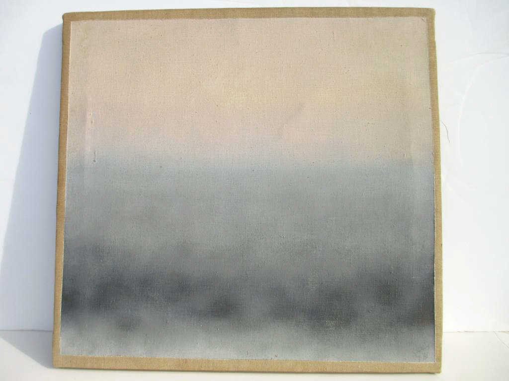 NEWTON HAYDEN STUBBING - SEA DAY PAINTING: Newton Hayden Stubbing - American 1921-1983 - Semi abstract painting entitled " Sea Day " Gardiner's Island " 1975. Oil on canvas. 18" x 19". Signed lower right en verso. Provenance: Private New York 