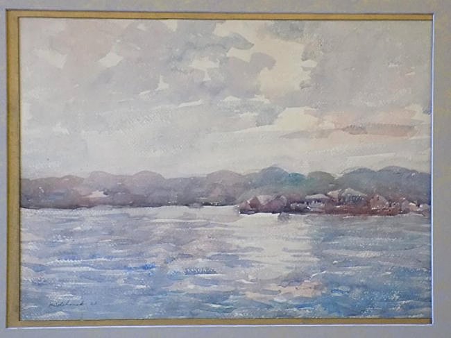 WOLCHONOK - HUDSON RIVER WATERCOLOR: Louis Wolchonok - American 1898-1973 - Impressionist Hudson River watercolor painting . Signed & dated lower left. H 13" x L 18"