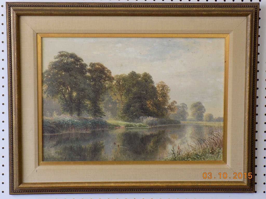 HARRY SUTTON PALMER - COUNTRY LANDSCAPE WATERCOLOR: Harry Sutton Palmer English 1854-1933 19th Century - Finely detailed Country landscape naturalist watercolor depicting grazing cows alongside swimming ducks in a pond. Signed lower left margin. H 14" 