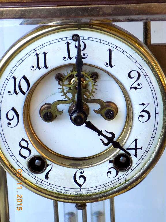 NEW HAVEN GILT BRONZE CRYSTAL REGULATOR CLOCK Lot 3266