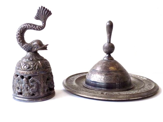 PAIR 19TH CENTURY SILVER TABLE BELLS (1 of 7)