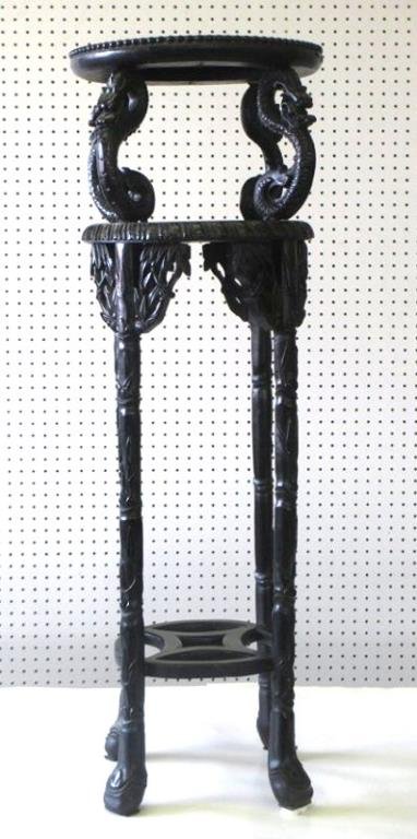 CHINESE CHING CARVED ZETAN WOOD DRAGON STAND (1 of 7)