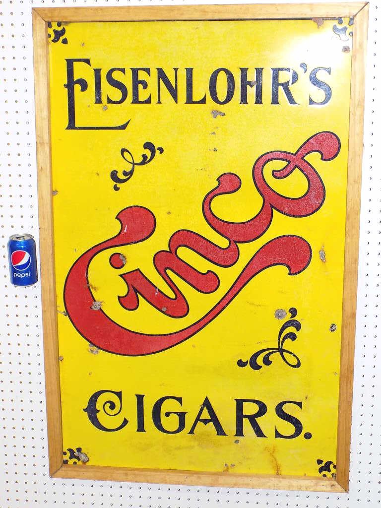 EISENLOHR'S CINCO CIGARS ADVERTISING SIGN Antique (1 of 3)