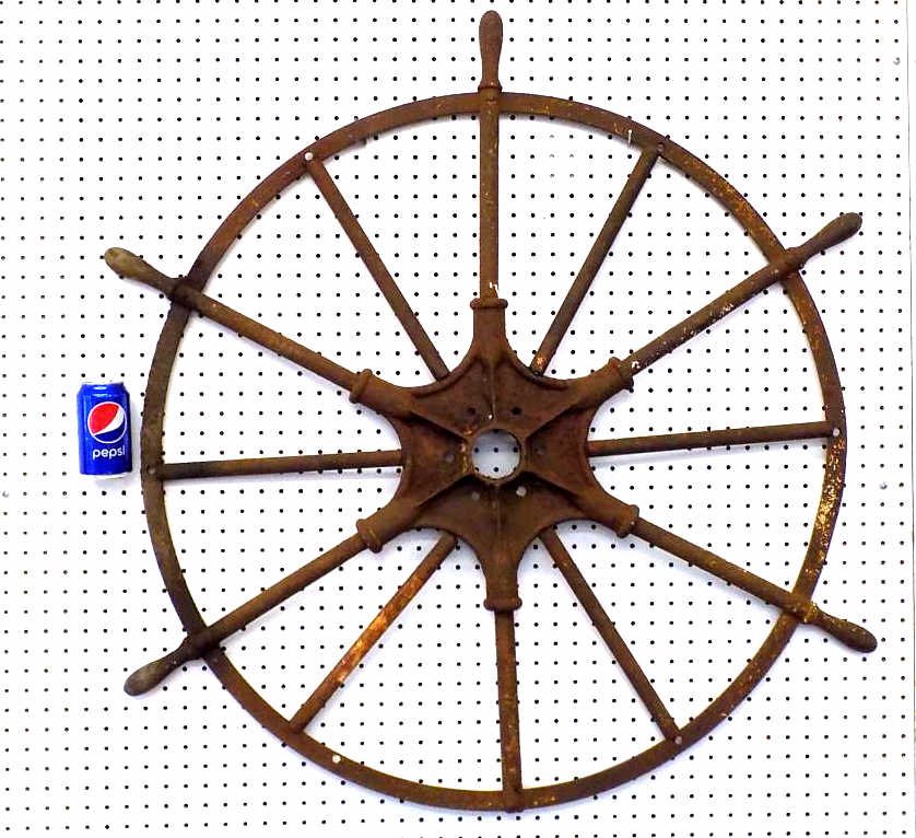 ANTIQUE CAST IRON NAUTICAL SHIP STEERING WHEEL 19th (1 of 4)