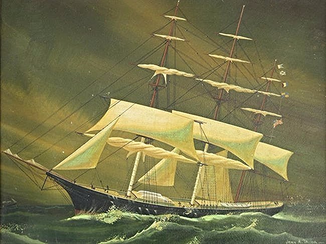 JOHN TAYLOR FOLK ART AMERICA SHIP PAINTING John A. (1 of 8)
