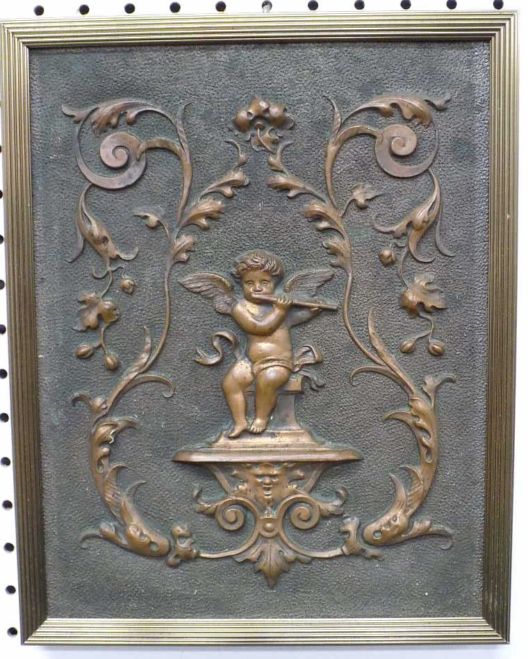 RENAISSANCE REVIVAL PUTTI RELIEF COPPER PANEL Antique (1 of 4)