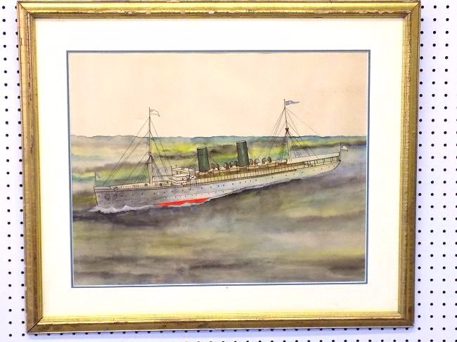 AMERICAN BATTLESHIP WATERCOLOR American Battleship (1 of 3)