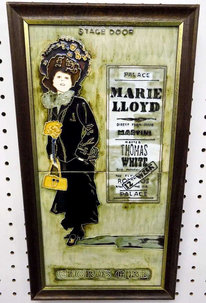 CHORUS GIRL MAJOLICA CERAMIC TILES Framed English (1 of 4)