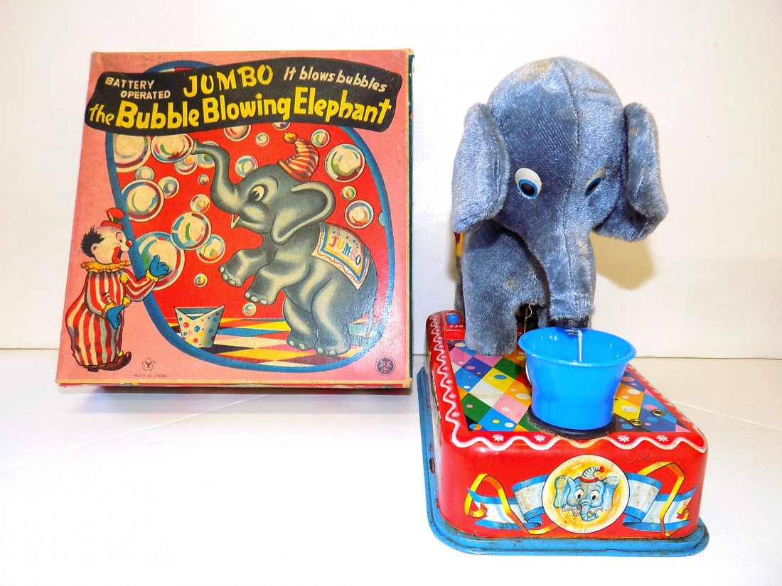 JUMBO THE BUBBLE BLOWING ELEPHANT TOY Vintage 1950's