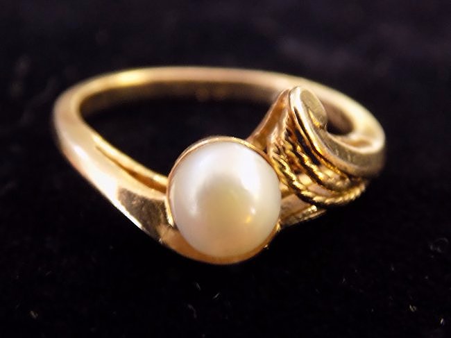 ART NOUVEAU 14K YELLOW GOLD & PEARL RING Vintage Art (1 of 3)