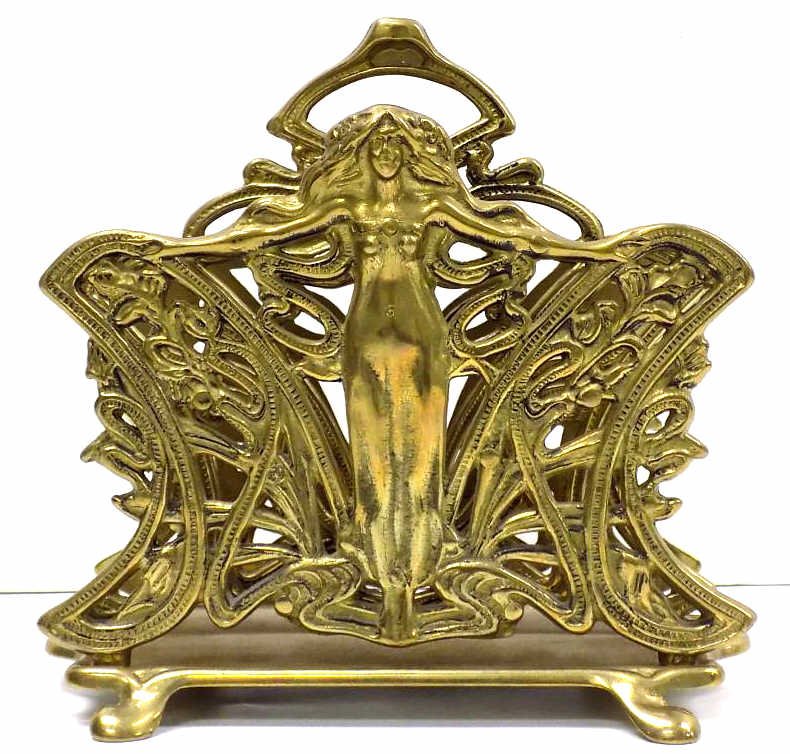 ART NOUVEAU LADY BRASS LETTER HOLDER Art nouveau brass (1 of 2)