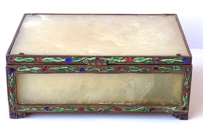 CHINESE QING CHING NEPHRITE JADE CHAMPLEVE BOX (1 of 3)