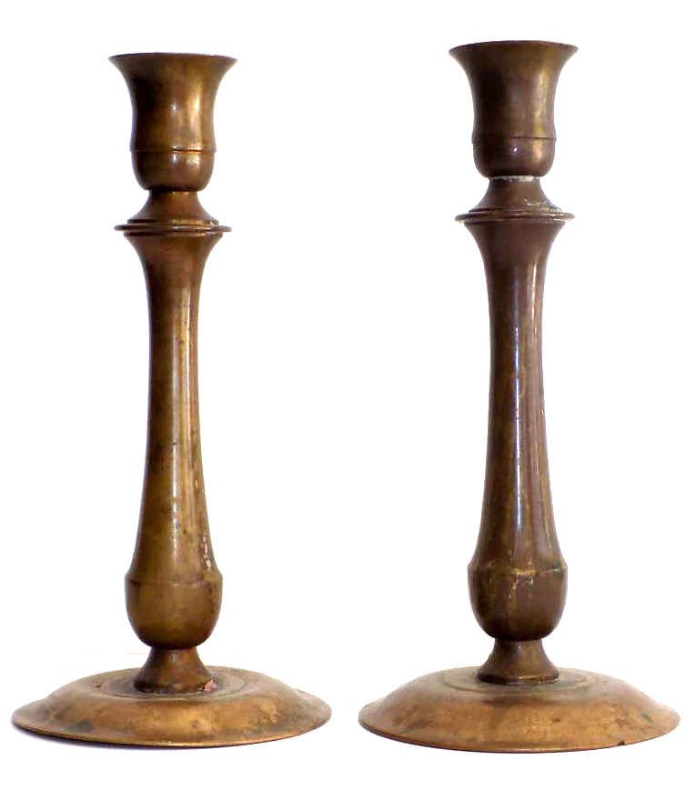 ARTS & CRAFTS BRONZE CANDLESTICKS Pair Arts & Crafts (1 of 1)