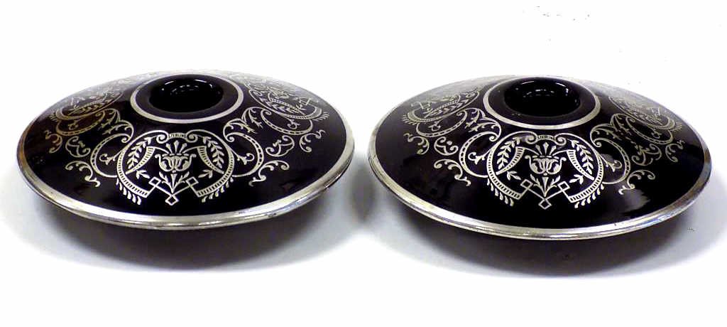 PAIR REGENCY STYLE STERLING OVERLAY CANDLESTICKS Pair (1 of 3)