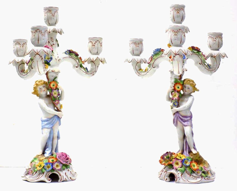 VON SCHIERHOLZ CLASSICAL FIGURAL CANDELABRAS Pair Von (1 of 7)