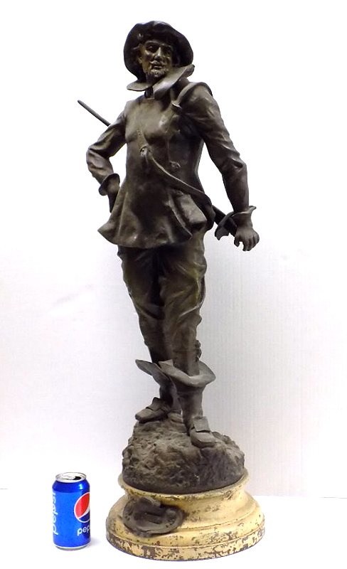 CHARLES ANFRIE - VICTORIAN DEFI BRONZED CAVALIER STATUE (1 of 7)