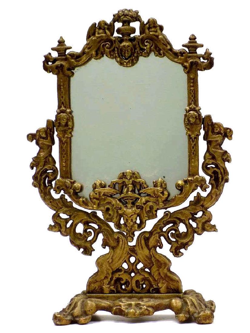 RENAISSANCE REVIVAL GILT IRON DRESSING MIRROR Antique (1 of 4)