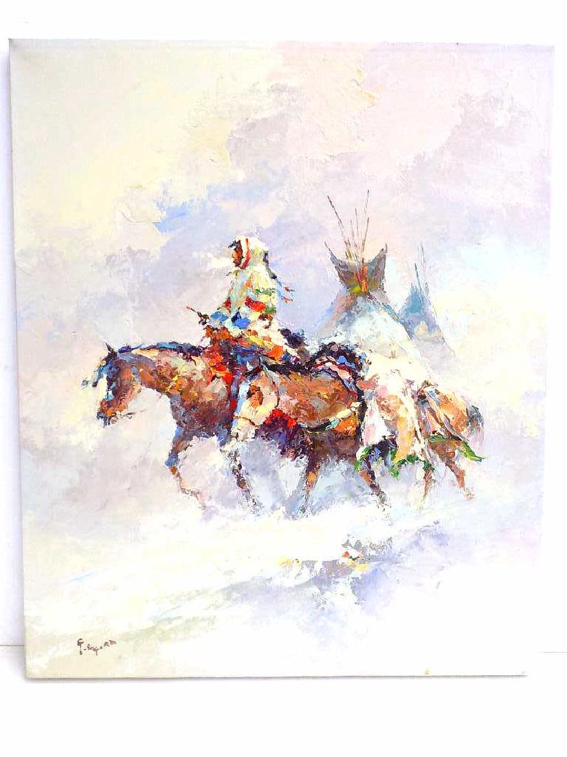 BOGARD - NATIVE AMERICAN INDIAN WARRIOR PAINTING G. (1 of 5)